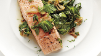 Quick-Braised Salmon and Lettuce Recipe | Martha Stewart image