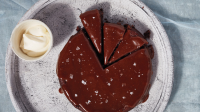 Flourless Chocolate-Date Cake with Salted-Caramel Sauce ... image