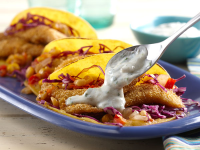 Breaded Fish Tacos with Hatch Pepper Crema | Hy-Vee image