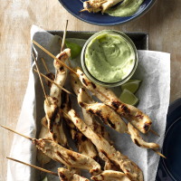 Chicken Skewers with Cool Avocado Sauce Recipe: How to Make It image