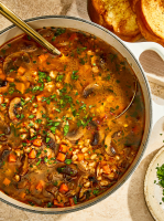 Spicy Mushroom Barley Soup Recipe | Rachael Ray In Season image