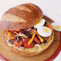Pressed Summer Sandwich with Eggs and Anchovies Recipe ... image