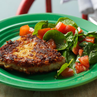 Parmesan Pork Chops with Spinach Salad Recipe: How to Make It image