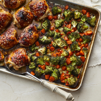 Honey-Garlic Chicken Thighs with Carrots & Broccoli Recipe ... image