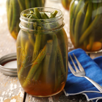 Pickled Green Beans Recipe: How to Make It - Taste of Home: Find Recipes, Appetizers, Desserts, Holiday Recipes & Healthy Cooking Tips image