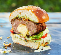 Molten cheese-stuffed burgers recipe | BBC Good Food image