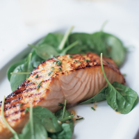 Grilled Salmon Salad with Miso Vinaigrette Recipe - Kathy ... image