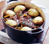 Chicken & red wine casserole with herby dumplings recipe | BBC Good Food - BBC Good Food | Recipes and cooking tips image