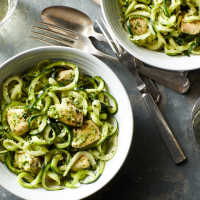 Zucchini Noodles with Pesto & Chicken Recipe | EatingWell image