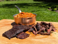 Grilled Skirt Steak with Sticky Barbecue Onions Recipe ... image