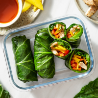 Spicy Chicken & Mango Collard Green Wraps Recipe | EatingWell image