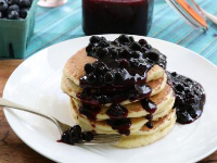Fluffy Lemon Ricotta Pancakes with Blueberry Sauce Recipe ... image