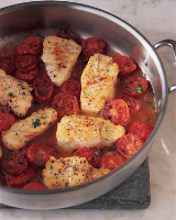 Braised Cod with Plum Tomatoes Recipe | Martha Stewart image