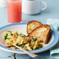Smoked Trout & Spinach Scrambled Eggs Recipe | EatingWell image
