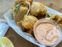 Crabmeat Beignets with Mayonnaise Dipping Sauce Recipe ... image