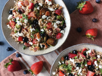 Farro Salad with Brussels Sprouts, Bacon, and Berries Recipe image