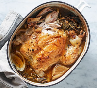 Pot-roast chicken with stock recipe | BBC Good Food image