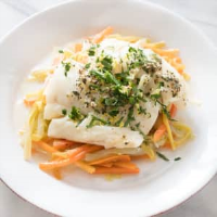 Paleo Cod Baked in Foil with Leeks and Carrots | America's ... image