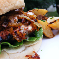 Kickin' Turkey Burger with Caramelized Onions and Spicy ... image