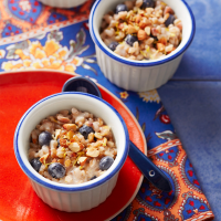 Farro, Almond & Blueberry Breakfast Cereal Recipe | EatingWell image