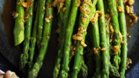 Asparagus with soy, garlic and ginger Recipe | Good Food image