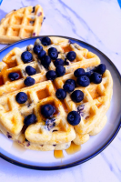 Lemon Blueberry Waffles {Fresh or Frozen Berries) - CakeWhiz image