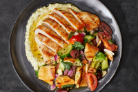 Grilled Chicken with Banana Pepper Dip and Fattoush Recipe ... image
