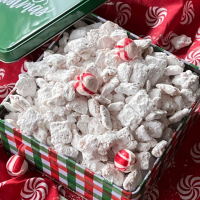 Candy Cane Puppy Chow Recipe image