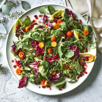 Winter Greens Salad with Pomegranate & Kumquats Recipe ... image