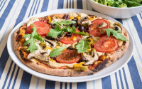 Veggie Pizza With Sunflower Seed Cheese [Vegan] - One ... image
