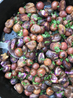 Balsamic roasted purple Brussels sprouts with grapes and ... image