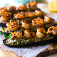 Grilled Stuffed Zucchini with Shrimp Recipe - Food Fanatic image