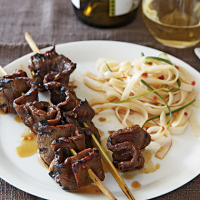 Korean-Style Beef Skewers with Rice Noodles Recipe image