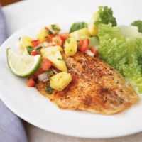Spicy Tilapia with Pineapple-Pepper Relish Recipe | MyRecipes image