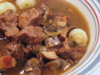 Beef Stewed in Red Wine With Pearl Onions and Mushrooms ... image