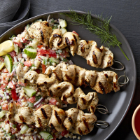 Chicken Souvlaki Kebabs with Mediterranean Couscous Recipe ... image