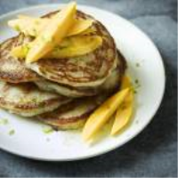 Coconut Pancakes with Mango and Lime Syrup Recipe | Gordon ... image