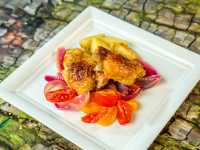 Roasted Chicken Thighs with Potatoes and Onions | So Delicious image