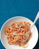 Spaghetti with Tomato-Anchovy Sauce Recipe | Martha Stewart image