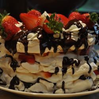 Meringue Cake with Whipped Cream and Raspberries Recipe ... image