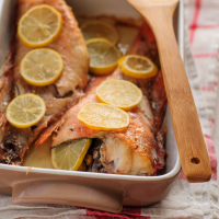 Baked Whole Red Snapper with Garlic Recipe | Epicurious image