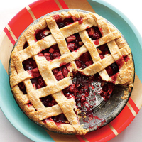Lattice-Topped Cranberry-Raspberry Pie Recipe | MyRecipes image