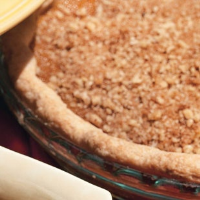 Pumpkin Pie with Brown Sugar-Walnut Topping Recipe | Bon ... image