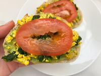 High Protein Vegan Breakfast Sandwich on Sour Dough Toast ... image
