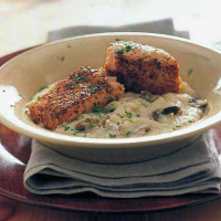 Broiled Salmon Over Parmesan Grits Recipe | MyRecipes image