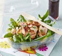Flaked salmon salad with honey dressing recipe | BBC Good Food image