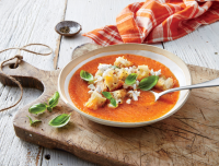 Roasted Tomato-Eggplant Soup with Garlic Croutons Recipe ... image