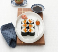 Salmon & cucumber sushi rolls recipe | BBC Good Food image