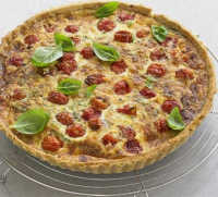 Roasted tomato, basil & Parmesan quiche recipe | BBC Good Food image