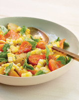 Sweet Corn with Baby Beets and Basil Recipe | Martha Stewart image